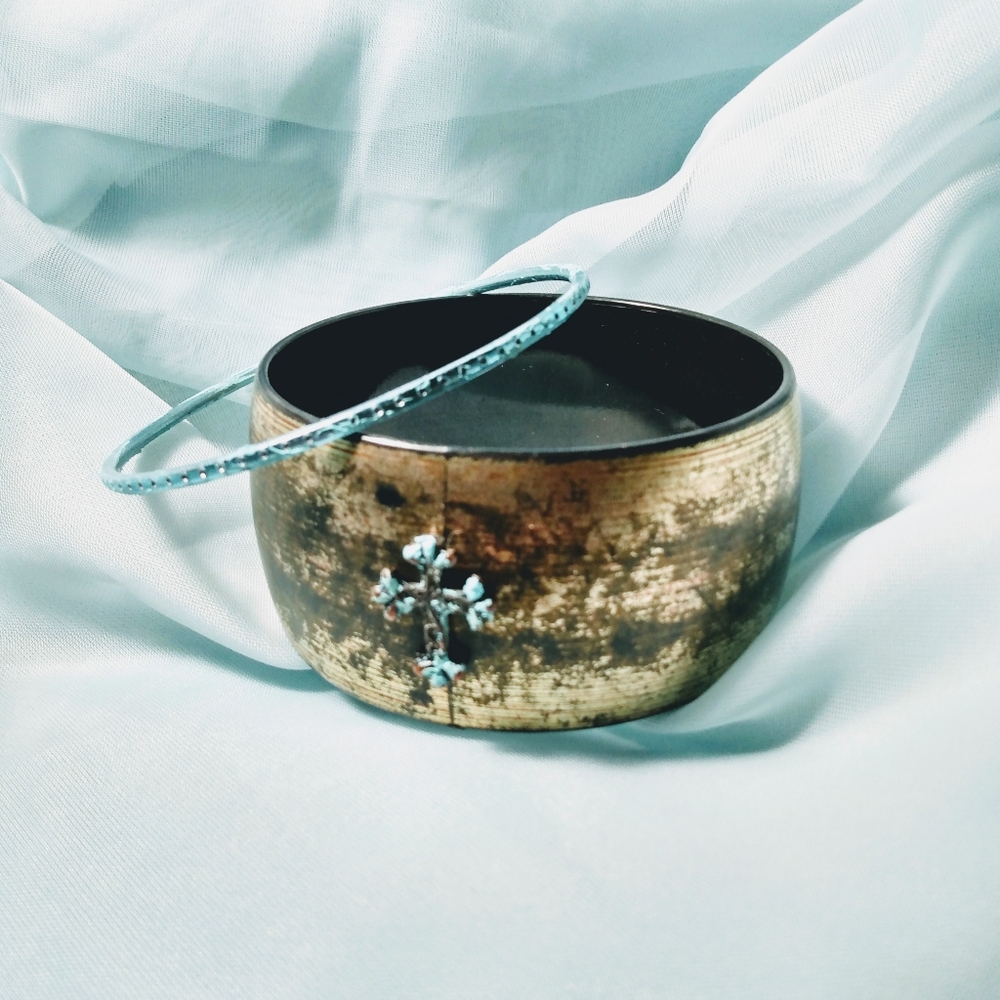 Turquoise Cross Bangle Bracelet Set - image 3